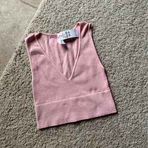 Nikibiki Crystal Rose Ribbed Cropped Tank Top